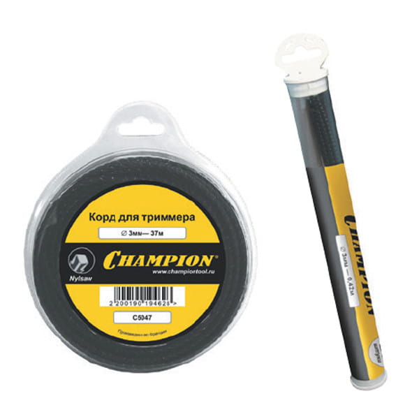 Корд триммерный Champion Nylsaw 3 мм х 37 м (черный зубчатый) C5047 ...