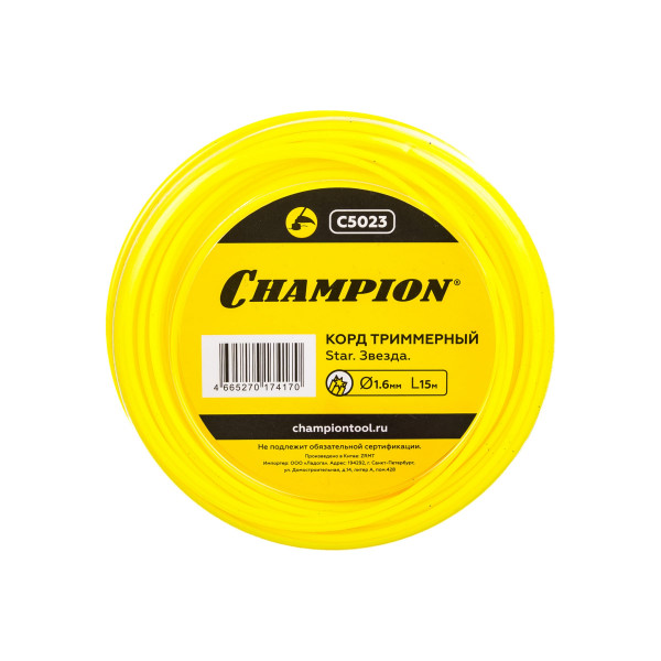 Корд триммерный Champion Star 1.6 мм х 15 м (звезда) C5023 - Корды в ...